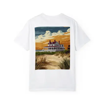 Beach House Sand Dunes Golden Sky Art