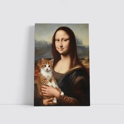Mona Lisa Holding Orange Tabby Cat