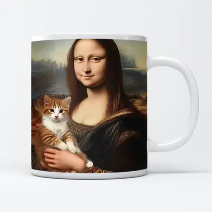 Mona Lisa Holding Orange Tabby Cat