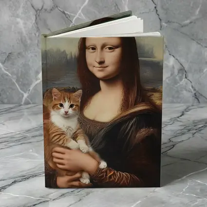 Mona Lisa Holding Orange Tabby Cat