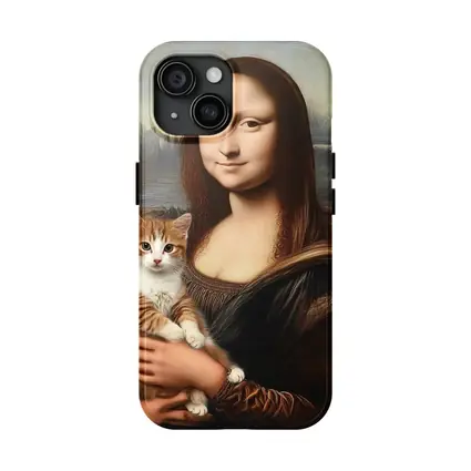 Mona Lisa Holding Orange Tabby Cat