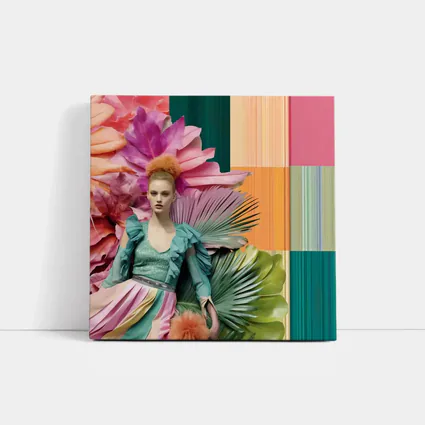Fashion Woman Tropical Floral Colorful Art
