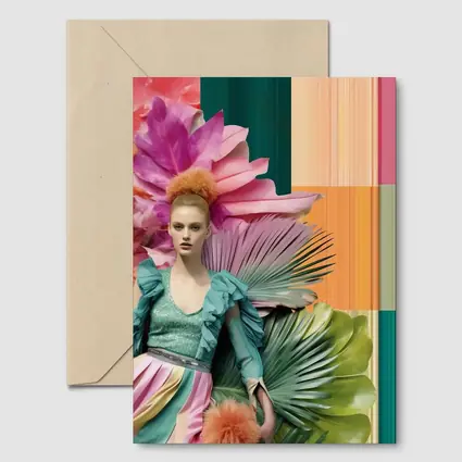 Fashion Woman Tropical Floral Colorful Art