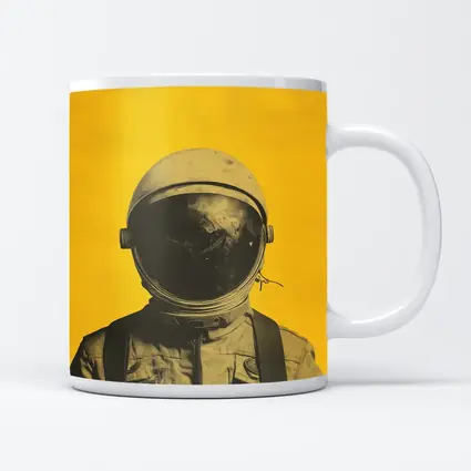 Retro Astronaut Portrait Yellow Background Art
