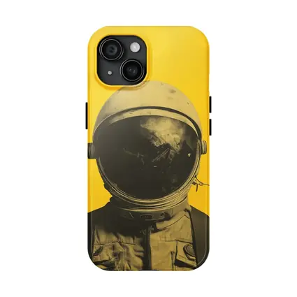 Retro Astronaut Portrait Yellow Background Art