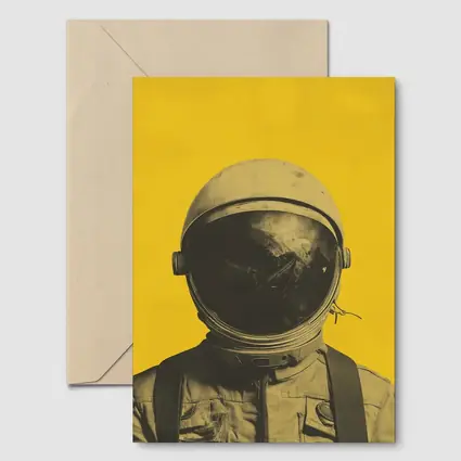 Retro Astronaut Portrait Yellow Background Art