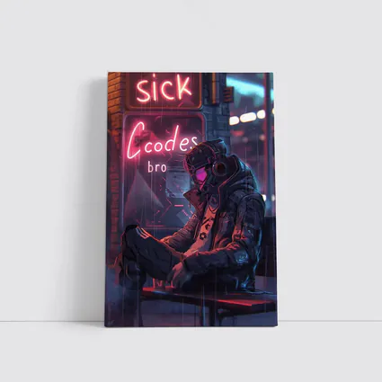 Cyberpunk Hacker Neon Rain Street Night