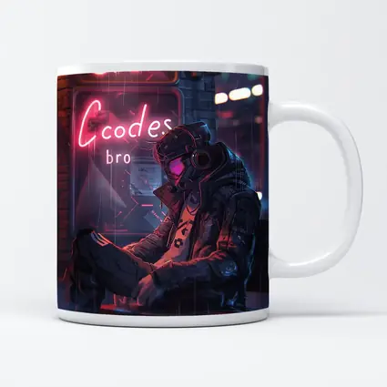 Cyberpunk Hacker Neon Rain Street Night