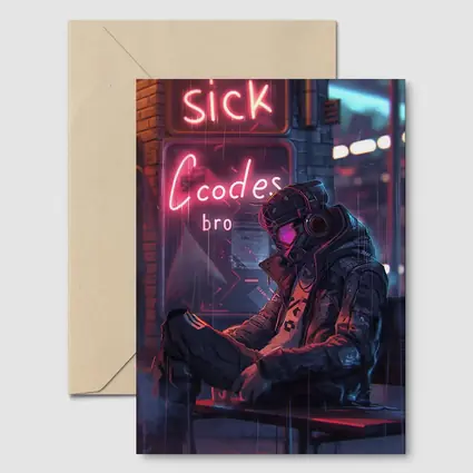 Cyberpunk Hacker Neon Rain Street Night