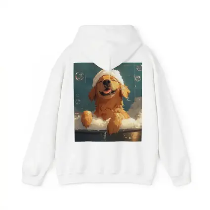 Happy Golden Retriever Bubble Bath Cartoon