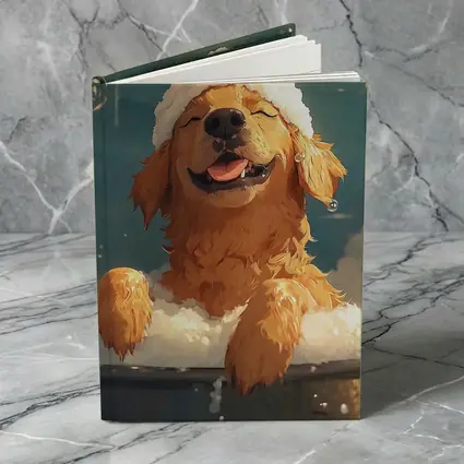 Happy Golden Retriever Bubble Bath Cartoon
