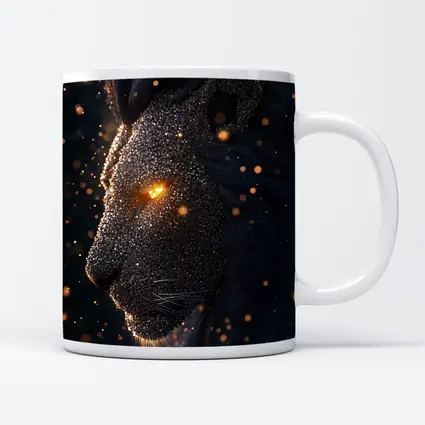 Dark Cosmic Lion Glowing Eyes Night