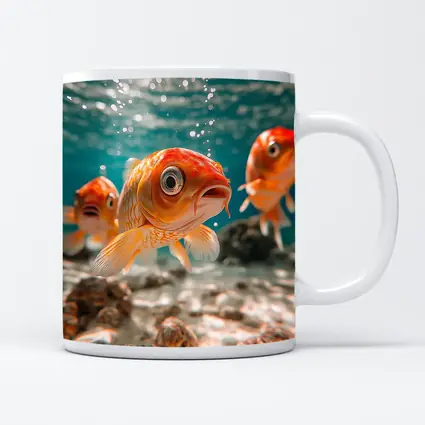 Goldfish Swimming Underwater Sandy Ocean Floor