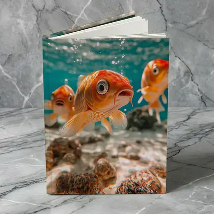 Goldfish Swimming Underwater Sandy Ocean Floor