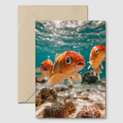 Goldfish Swimming Underwater Sandy Ocean Floor