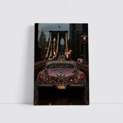 Glittering Classic Car Brooklyn Bridge Night