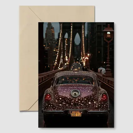 Glittering Classic Car Brooklyn Bridge Night