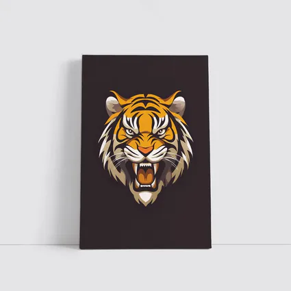 Roaring Tiger Head Illustration Dark Background