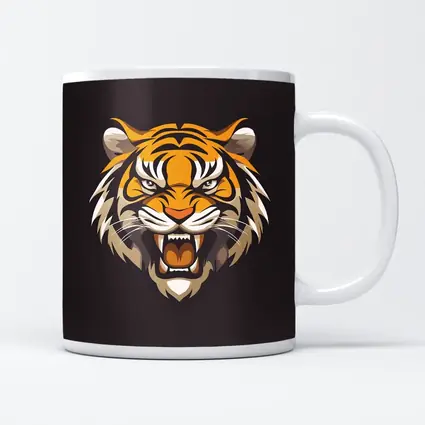 Roaring Tiger Head Illustration Dark Background