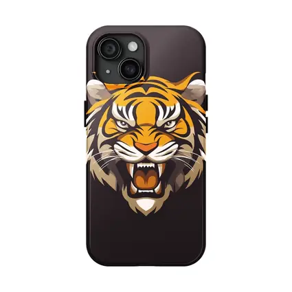 Roaring Tiger Head Illustration Dark Background