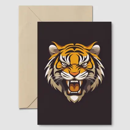 Roaring Tiger Head Illustration Dark Background