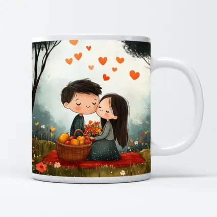 Cute Couple Kissing In Flower Field