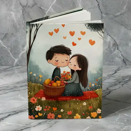 Cute Couple Kissing In Flower Field
