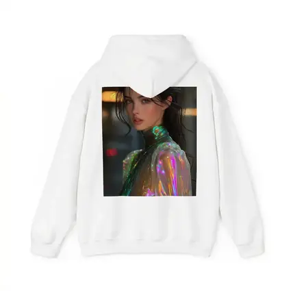 Woman Iridescent Holographic Outfit Urban Background