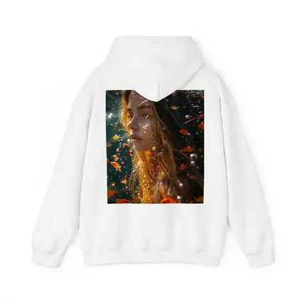 Woman Underwater Surrounded By Golden Fish