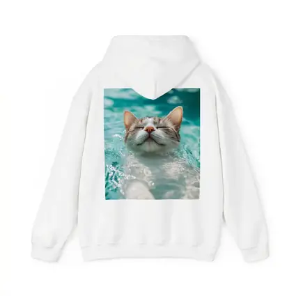 Relaxed Cat Swimming In Turquoise Pool Water