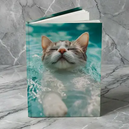 Relaxed Cat Swimming In Turquoise Pool Water