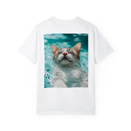 Relaxed Cat Swimming In Turquoise Pool Water
