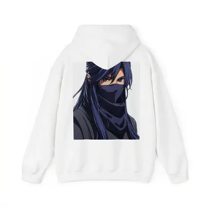 Anime Ninja Girl Blue Hair White Background