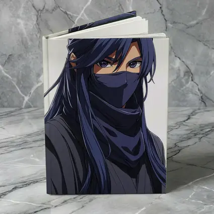 Anime Ninja Girl Blue Hair White Background