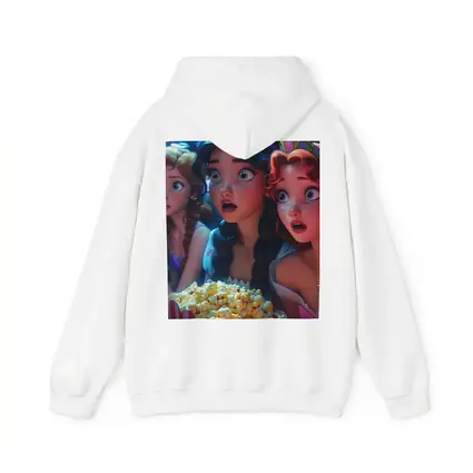 Cartoon Princess Girls Watching Movie With Popcorn
