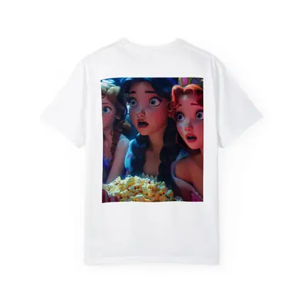 Cartoon Princess Girls Watching Movie With Popcorn