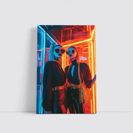 Two Women Neon Lights Fashion Night