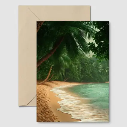 Tropical Beach Palm Trees Turquoise Water