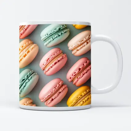 Pastel Macarons Arranged On Blue Background