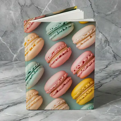 Pastel Macarons Arranged On Blue Background