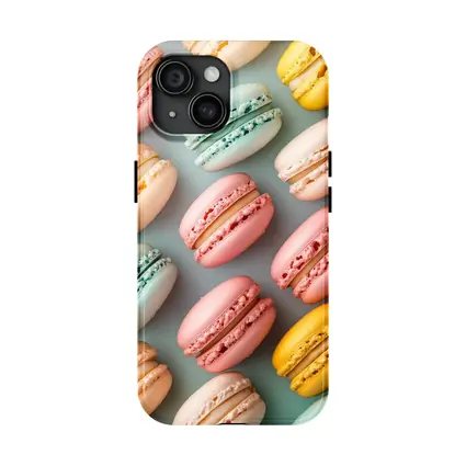 Pastel Macarons Arranged On Blue Background