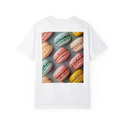 Pastel Macarons Arranged On Blue Background
