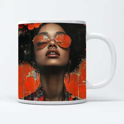 Fashion Woman Floral Afro Orange Collage Art