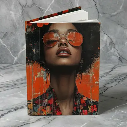 Fashion Woman Floral Afro Orange Collage Art