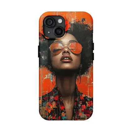 Fashion Woman Floral Afro Orange Collage Art