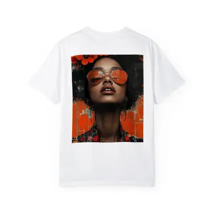 Fashion Woman Floral Afro Orange Collage Art