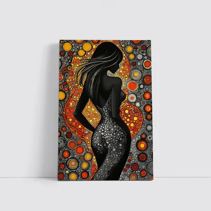 Black Female Silhouette Abstract Circle Pattern Art