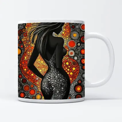 Black Female Silhouette Abstract Circle Pattern Art