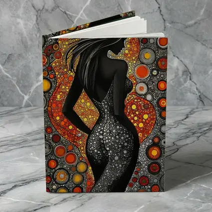 Black Female Silhouette Abstract Circle Pattern Art