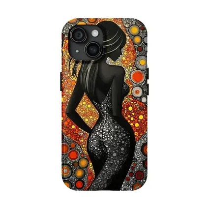 Black Female Silhouette Abstract Circle Pattern Art